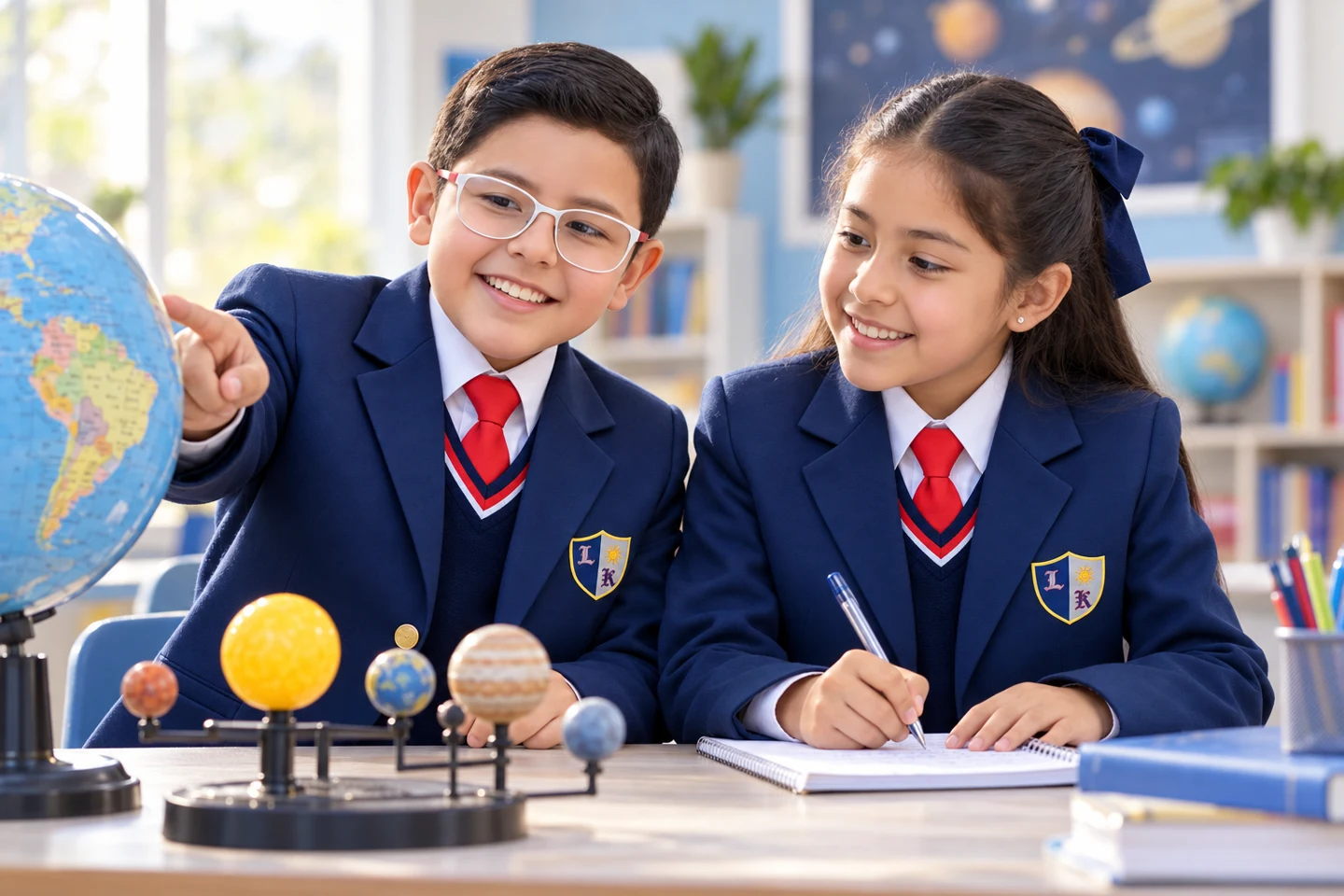Imagen de campaña: estudiantes de Primaria descubriendo ciencias en equipo