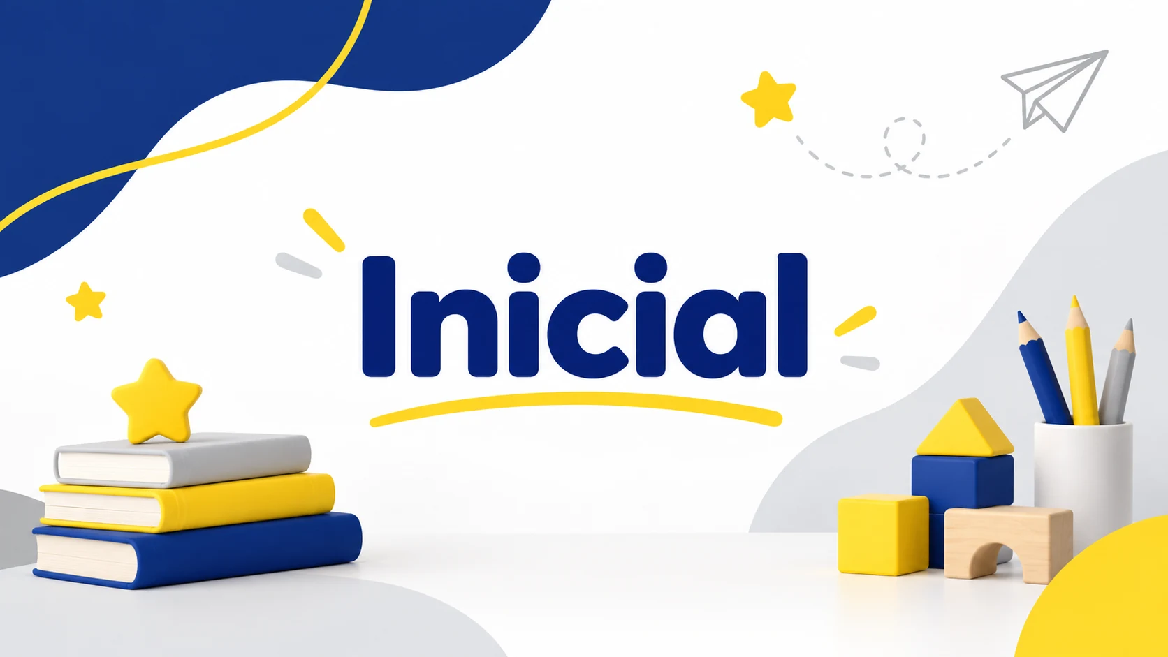Ilustración del nivel Inicial con libros y bloques de aprendizaje